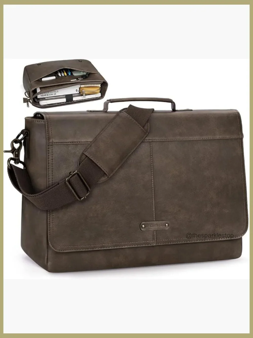 Vintage PU Leather Laptop Messenger Bag 15.6
